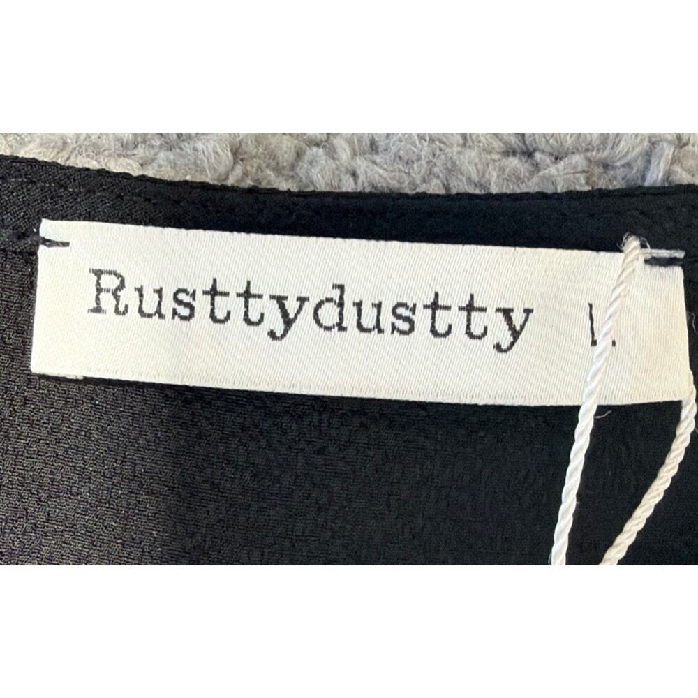 RUSTYDUSTY BOHEMIAN BLACK TUNIC SMOCK DRESS V NECK NWT Size L - Picture 7 of 10